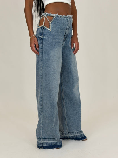 Crystal Star Wide Leg Jeans
