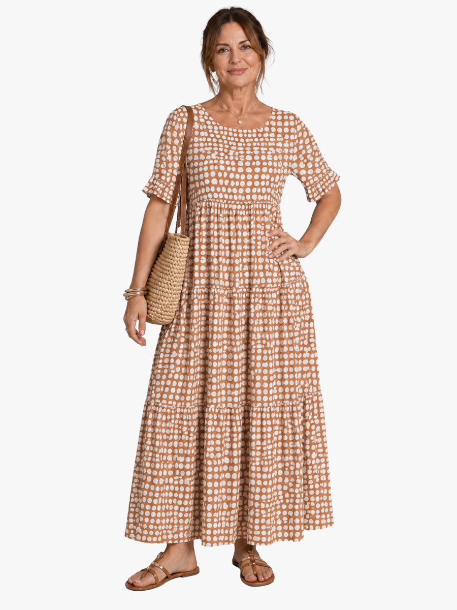 Celeste | ABITO MIDI ELEGANTE CON MANICHE CORTE